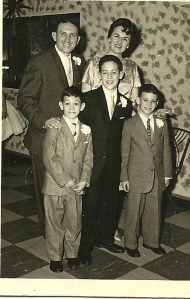The Stein family, ca. 1960. Left to right in the front row, Jack, Gerry, and Eddie.